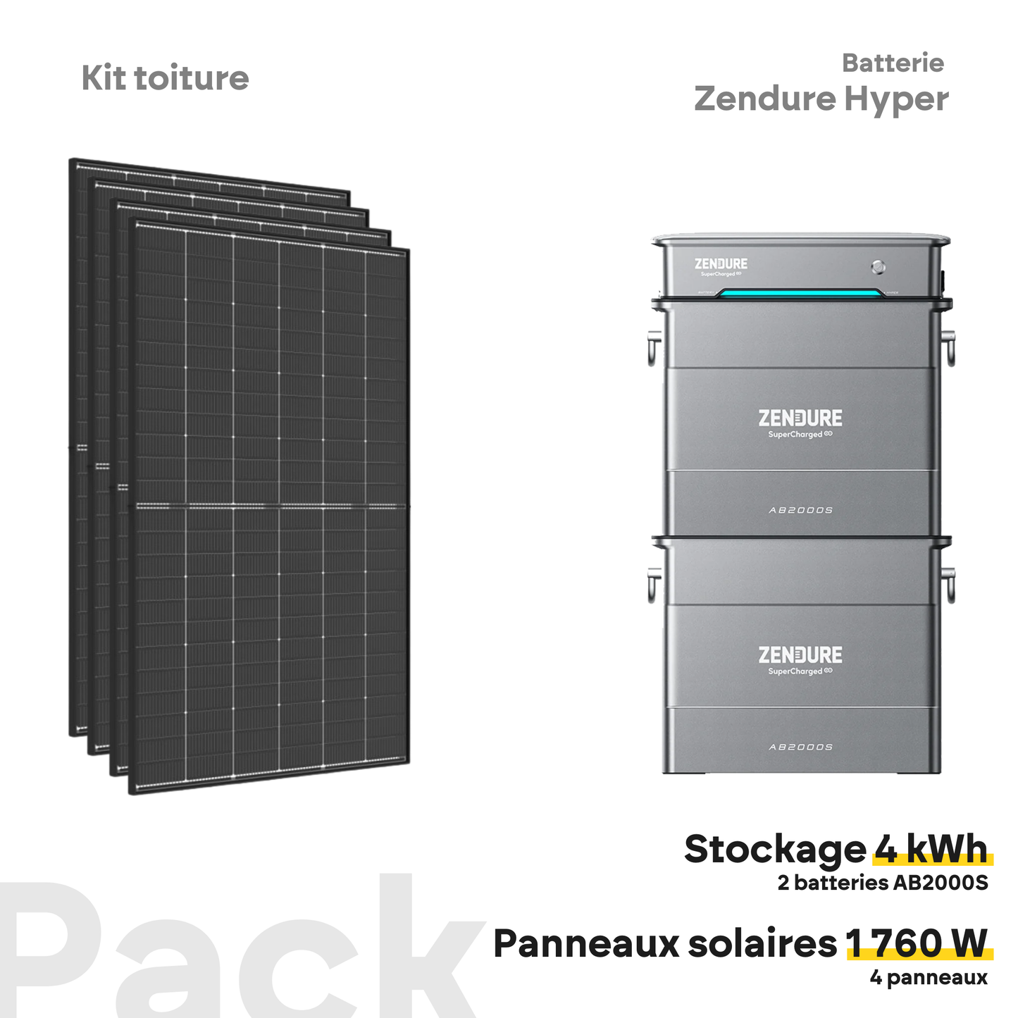 Pack kit solaire toiture Plug & Play + Zendure Hyper 2000