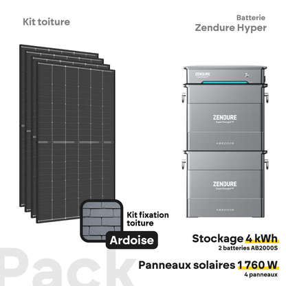 Pack kit solaire toiture Plug & Play + Zendure Hyper 2000