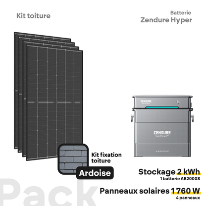 Pack kit solaire toiture Plug & Play + Zendure Hyper 2000
