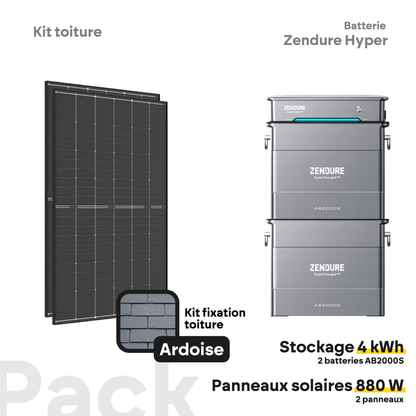 Pack kit solaire toiture Plug & Play + Zendure Hyper 2000