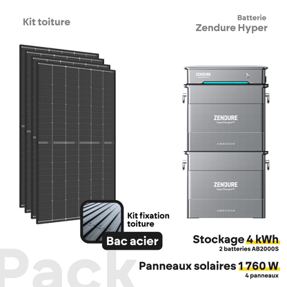 Pack kit solaire toiture Plug & Play + Zendure Hyper 2000