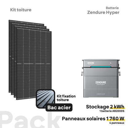 Pack kit solaire toiture Plug & Play + Zendure Hyper 2000