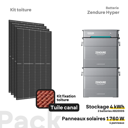 Pack kit solaire toiture Plug & Play + Zendure Hyper 2000