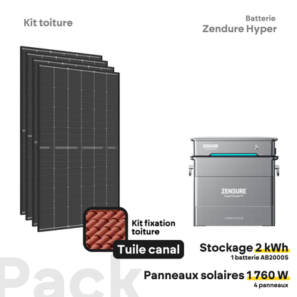 Pack kit solaire toiture Plug & Play + Zendure Hyper 2000