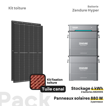 Pack kit solaire toiture Plug & Play + Zendure Hyper 2000