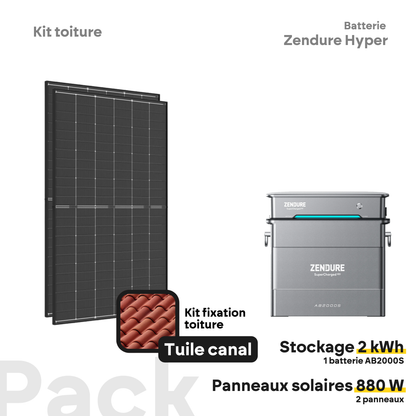 Pack kit solaire toiture Plug & Play + Zendure Hyper 2000
