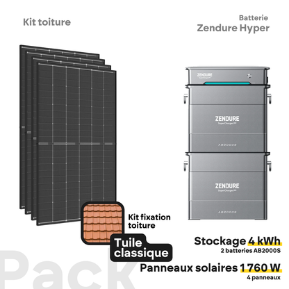 Pack kit solaire toiture Plug & Play + Zendure Hyper 2000