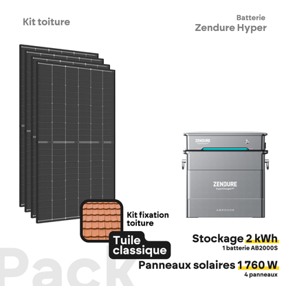 Pack kit solaire toiture Plug & Play + Zendure Hyper 2000