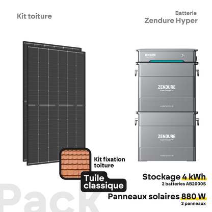 Pack kit solaire toiture Plug & Play + Zendure Hyper 2000