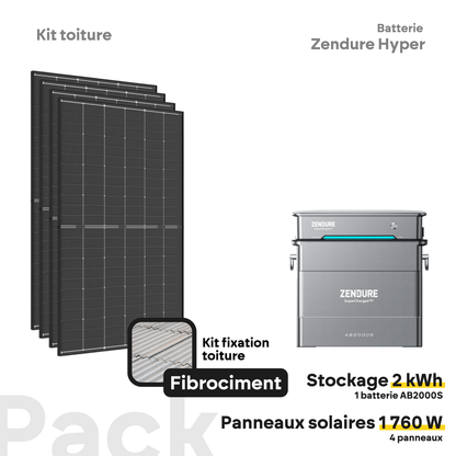Pack kit solaire toiture Plug & Play + Zendure Hyper 2000