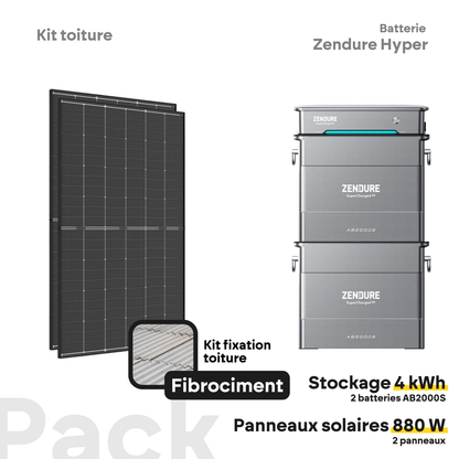 Pack kit solaire toiture Plug & Play + Zendure Hyper 2000