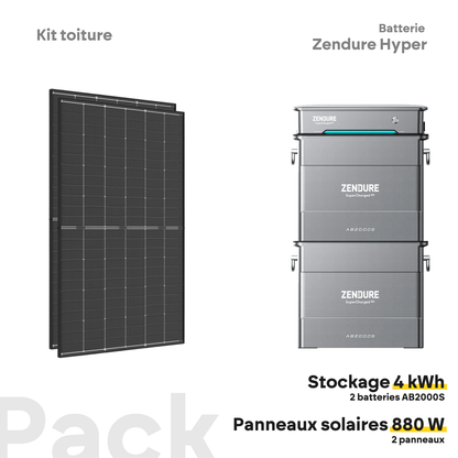 Pack kit solaire toiture Plug & Play + Zendure Hyper 2000