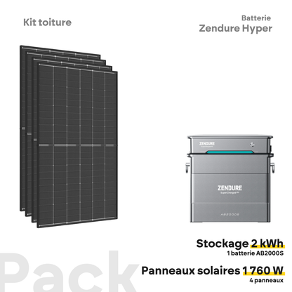 Pack kit solaire toiture Plug & Play + Zendure Hyper 2000