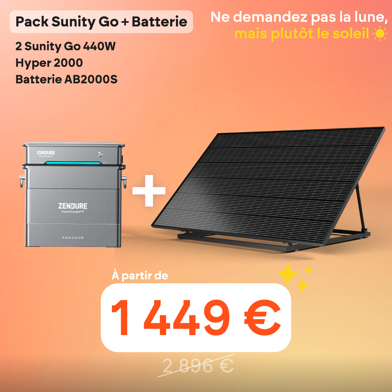 Pack Sunity Go + Batterie Zendure HYPER 2000