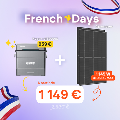 Pack kit solaire toiture Plug & Play + Zendure Hyper 2000
