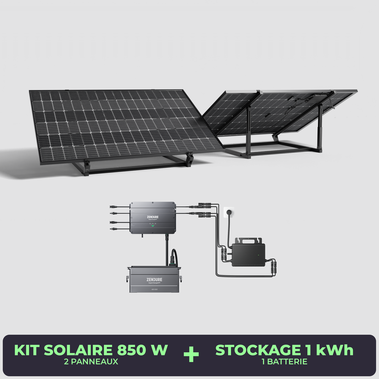 Kit Solaire 850W + Batterie Plug & Play