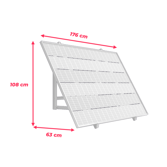 Dimensions du kit solaire 425W au mur 176x108x63